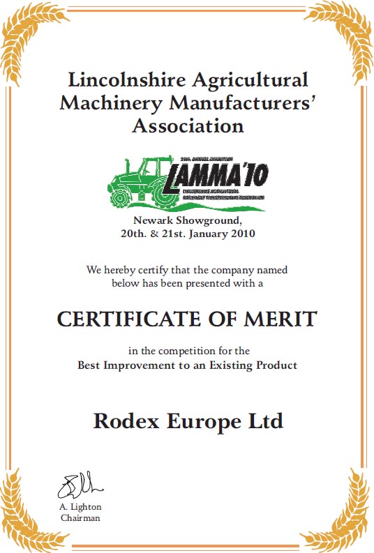 Lamma Award Certificate